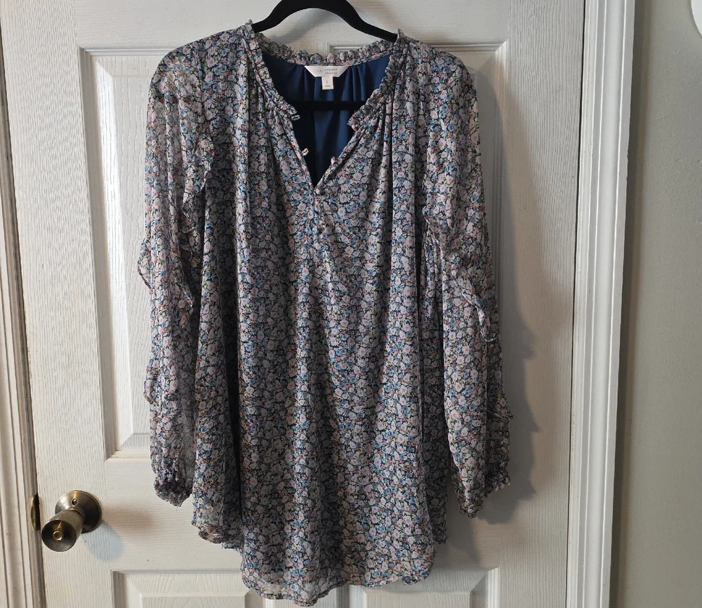 LC Lauren Conrad Multicolor Floral Blouse - Picture 1 of 2